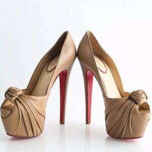 Christian Louboutin Lady Gres 20th Anniversary Tan Platform Heels - 38.5